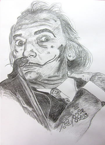 Banasik, Portret Salvadora Dali, grafiton na papierze, A3, 2014